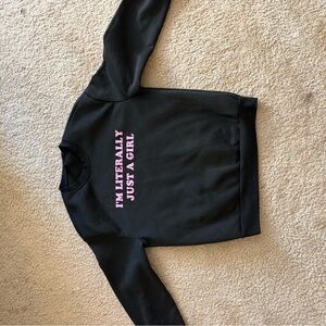 Black Sweatshirt with Pink Text